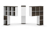 Надставка на стол высокая односторонняя + задняя стенка (8 шт.) + блок с 2-мя ящиками (1 шт.) CONCEPT CN.ONV-002 Дуб Мали Белый бриллиант Белый металл_27