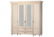 Шкаф четырехдверный Марлен 493 Кремовый белый Патина_8