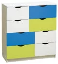 Комод с 8-ю ящиками Радуга Белый/Ярко-розовый/Синий_1