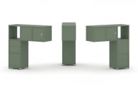 Надставка на стол низкая двухсторонняя + задняя стенка (4 шт.) + блок с 2-мя ящиками (2 шт.) + распашной фасад (2 шт.) CONCEPT CN.DNN-004 Кобо Белый металл_3