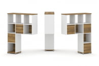 Надставка на стол высокая двухсторонняя + задняя стенка (5 шт.) CONCEPT CN.DNV-003 Сандал Янтарный Белый бриллиант Белый металл_9