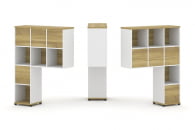 Надставка на стол высокая двухсторонняя + задняя стенка (8 шт.) CONCEPT CN.DNV-005 Дуб Винченцо Белый бриллиант Черный металл_11