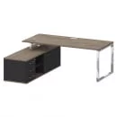 Стол руководителя с опорной греденцией  SHIFT SK.SRG-200 (L) Тиквуд Темный/Антрацит_4