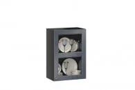 Шкаф кухонный 400 со стеклом Тип 1 Мокка ЛД 274.320.000.148 Черный Дуб фактурный антрацит_4