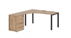 Стол эргономичный с тумбой левый EDIS EUCET 1518 L Дуб Денвер светлый Черный_39