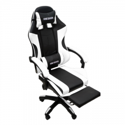 Геймерское кресло 1209-1 KINGQUEEN, цвет черный/белый, 1209-1-black-white-mass