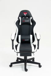 Кресло спортивное TopChairs Prophet с оттоманкой черно-белый