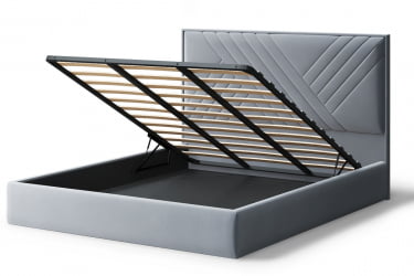 Кровать МИРА 2000*1800мм (без опор), велюр NEO 25 (серый), (б/основания, б/матраса)