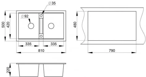Кухонная мойка GRANULA 8101 Шварц