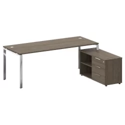 Стол рабочий руководителя с опорной тумбой левый METAL SYSTEM DIRECT БГ.СРТ-6.8 Пр Вяз Благородный