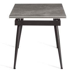 Раздвижной стол Lord Grey/Лорд Грей столешница керамика (глянцевая) / опоры металл, серый/черный, (120+30+30)x80x75 см