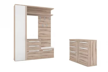 Вешалка комбинированная с зеркалом Марта ЛД 124.110.000 Белый Дезира Эш