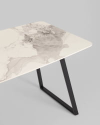 Стол обеденный Vermont 140*80 см керамика светлая ножки черные