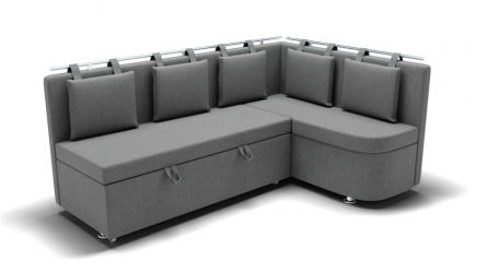 Кухонный диван Париж-2 без спального места угол левый/правый (ЗР) Цвет фасада: Светло серый; Тип: Левый/правый; Материал фасада: Металл/Велюр