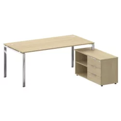 Стол рабочий руководителя с опорной тумбой левый METAL SYSTEM DIRECT БГ.СРТ-5.9 Пр Акация Лорка