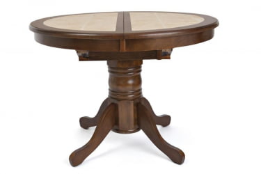 Раздвижной овальный стол CT 4257 дерево гевея/плитка, 107(145)х107х75см, Темный Дуб, плитка без рисунка