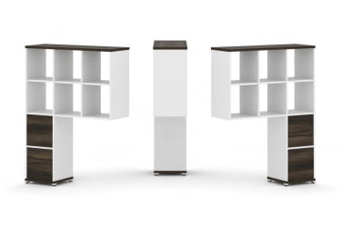 Надставка на стол высокая двухсторонняя + задняя стенка (2 шт.) + блок с 2-мя ящиками (2 шт.) CONCEPT CN.DNV-008 Дуб Мали Белый бриллиант Белый металл