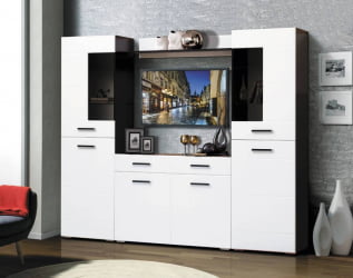 Набор мебели для гостиной Грация 1.8 с комодом с 3-мя ящиками и 3-мя дверями МДФ матовый Венге/Венге шелк