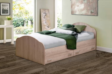 Двуспальная кровать я ящиком с ящиками на уголках №1 ЛДСП 1600*1900 Венге