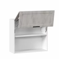 Шкаф кухонный 800 горизонтальный с 2 складными дверями комбинированный со стеклом Джамис ЛД 296.980.000.084 Белый Белый камень