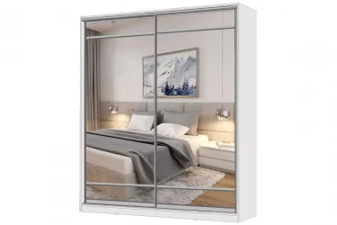 Белый шкаф-купе с зеркалом Виктория 2000х584х2300, Белый 20ДЗЗЗДЗЗЗ-ПШШШ-Б 310-1494