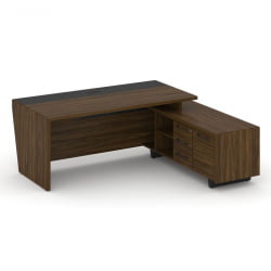 Стол руководителя с опорной тумбой, правый Corner COR.SRT-20(R) Орех Лоренцо Графит