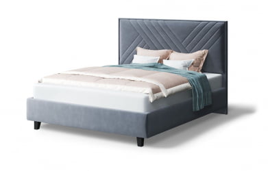 Кровать МИРА 2000*1400мм (на опорах), велюр Бренди лайт 28 (серый), (б/основания, б/матраса)