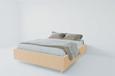 Мягкая интерьерная кровать Подиум без основания Материал фасада: Экокожа; Спальное место: 2000х2000 мм; Цвет: Бежевый