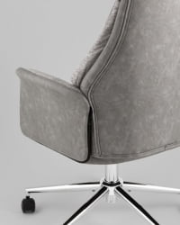 Кресло офисное TopChairs Neoma светло-серый экокожа ткань