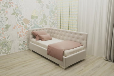 Подростковая кровать ВЕРСАЛЬ БЕЗ ОСНОВАНИЯ (BERHOUSE) Материал фасада: Металл/Велюр; Спальное место: 800х2000 мм; Цвет: Кремовый