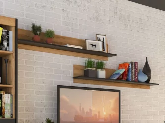 Гостиная Техно №1 Дуб золотой/Чёрный