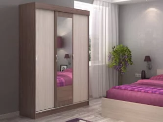 Шкаф с зеркалом Басса ШКК 551 (ясень шимо темный/светлый)