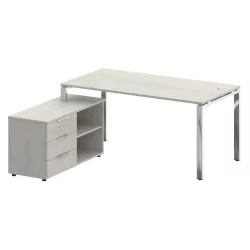 Стол рабочий руководителя с опорной тумбой левый METAL SYSTEM DIRECT БГ.СРТ-4.8 Л Дуб Наварра