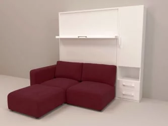 Шкаф-диван-кровать Смарт 1 правый с пуфом 1400 Ясень шимо темный