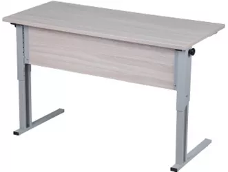 Парта двухместная (рост 3-7) с прямыми углами Белая ЛДСП/Серая кромка/Металл Серый