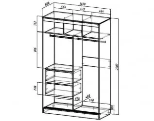 Шкаф-купе Верона 1400 Венге/Дуб молочный