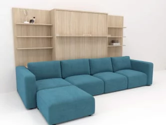 Диван кровать трансформер Смарт 1 П+КД+П+Пуф 1600 Ясень шимо темный