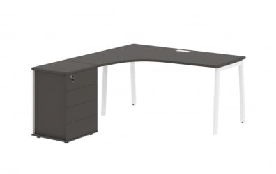 Стол эргономичный с тумбой (левый) EDIS ELCET 1518 L Мокко Белый