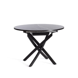 Раздвижной стол MANZANA ЛДСП/HPL/металл, 100 х 100+30 х 75 см, Мрамор черный/черный
