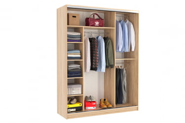 Шкаф-купе Бассо 2-600 с зеркалом SK-01B37 дуб млечный/крем