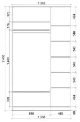 Шкаф-купе с фотопечатью Хит-24-14-77 Орхидея Ясень шимо светлый
