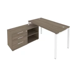 Рабочая станция на П-образном м/к с опорной тумбой левая Metal System Б.РС-СТС-2.3 Л Вяз/Белый