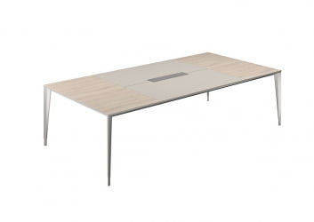 Конференц-стол (домино вдоль) Atlas NZ-0104.YN.GS.AL Ясень Наварра Серый камень Алюминий