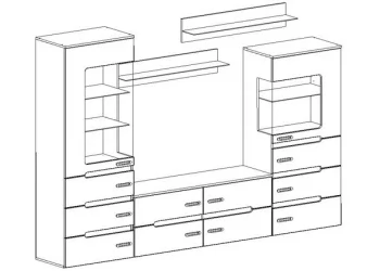 Гостиная Виго со шкафом Венге Белый глянец