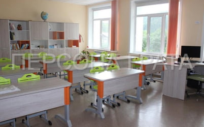 Парта одноместная Де Гласси Н (рост 3-5)  ЛДСП Дуб Сантана/ Металл Серый+Оранжевый