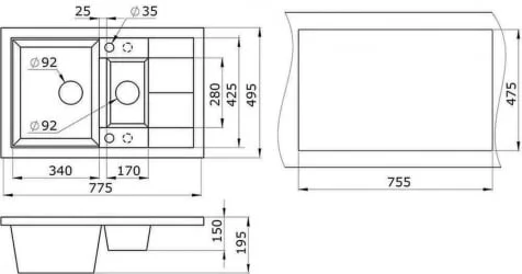 Кухонная мойка GRANULA 7802 Черный
