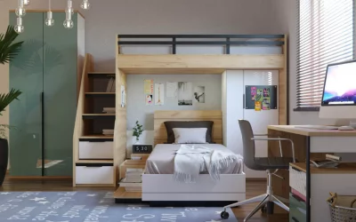 Шкаф для одежды для кровати-чердака Урбан ЛД 528.180.000 Белый/Дуб золотой