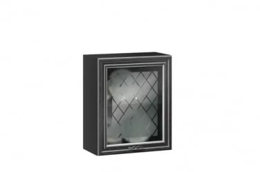 Шкаф кухонный 600 со стеклом Италия ЛД 275.357.000 Черный Дуб темный