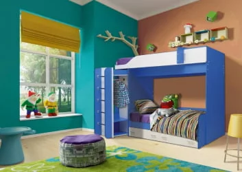 Двухъярусная кровать для девочки двухъярусная Юниор-8 Ярко-розовый/Белый