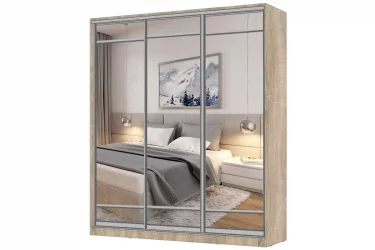 Шкаф-купе 3-х дверный Виктория 2000х584х2300, Дуб сонома светлый 20ДЗЗЗДЗЗЗДЗЗЗ-ЯЯПШ-Дсс 310-3250